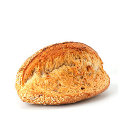 Loaf of bread isolated on white background. Whole bread.Crispy bread roll isolated against white background