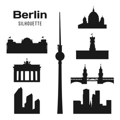 Berlin, Germany. Silhouettes of landmarks of the city. Vector illustration