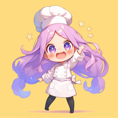 Cute chibi anime chef girl