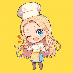 Cute chibi anime chef girl