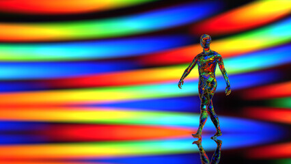 3d illustration of a man walking through astral space