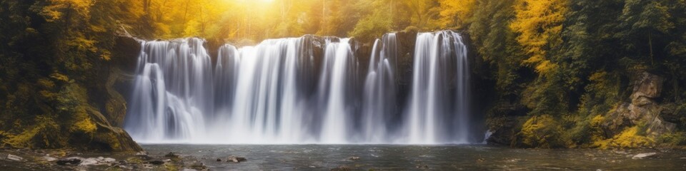 Fototapeta premium Autumn Waterfall in Forest Paradise