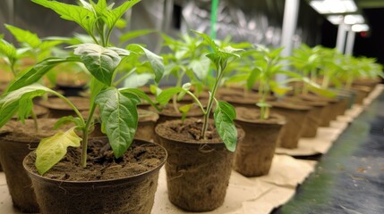 Ready to transplant young plants in compostable containers