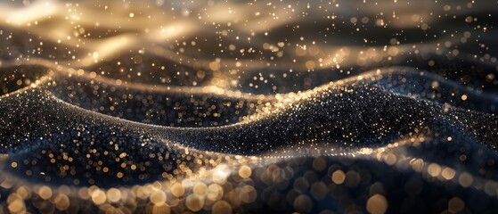 Shining golden and black sand abstract background.