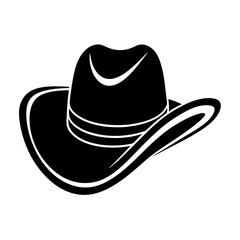 Cowboy hat icon in silhouette style vector art illustration and Editable stroke