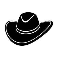 Cowboy hat icon in silhouette style vector art illustration and Editable stroke