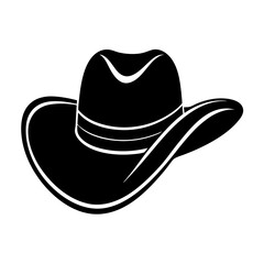 Cowboy hat icon in silhouette style vector art illustration and Editable stroke