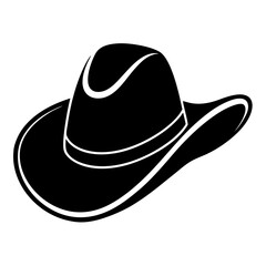 Cowboy hat icon in silhouette style vector art illustration and Editable stroke