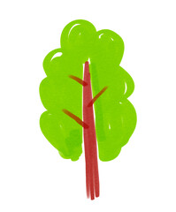 Felt pen hand drawn vector illustration of child drawing of tree