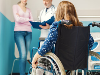 Girl in wheelchair at the hospital