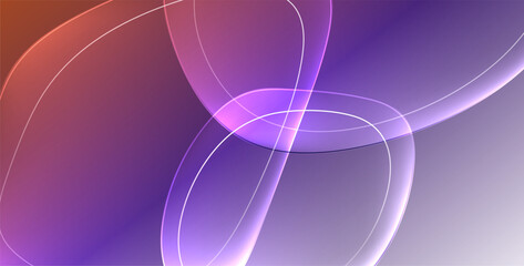 Colorful transparent flowing fluid shapes with glow effect geometric background. Wavy lines round forms. Vector illustration For Wallpaper, Banner, Background, Card, Book Illustration, landing page
