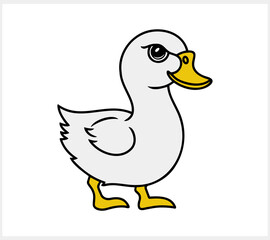 Doodle duck clip art isolated. Hand drawn animal bird icon. Vector stock illustration. EPS 10