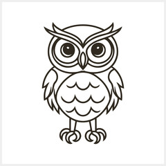 Doodle owl icon isolated. Animal art. Coloring page book. Sketch vector stock illustration. EPS 10