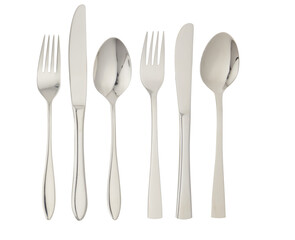 Stainless steel spoon set cut out isolated transparent background