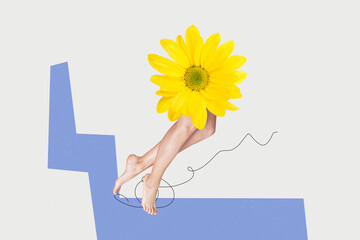 Creative image picture yellow daisy flower woman shaven legs skincare perfection beauty pms...