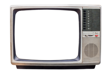 old bronze or silver television on isolated background
