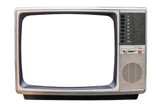 old bronze or silver television on isolated background