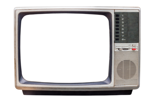 old bronze or silver television on isolated background