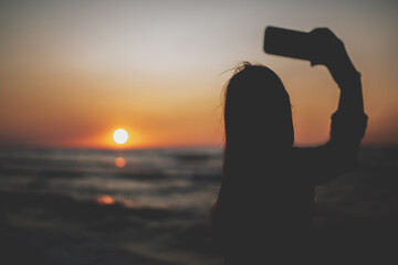 Selfie podczas zachodu słońca