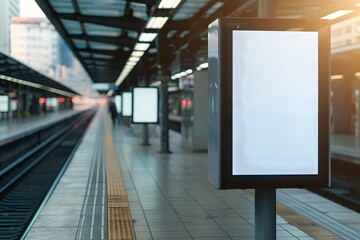 Fototapeta premium Blank Billboards on Train Station Platform