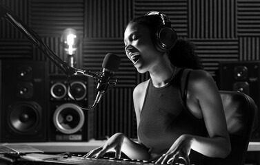 Artist recording a song in the studio