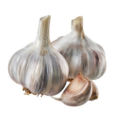 Obraz premium Garlic Bulbs and Cloves on Transparent Background, High-Quality Image for Food, Health, and Nutrition, Perfect for Culinary and Herbal Projects