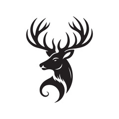 Fototapeta premium Deer head silhouette vector art illustration