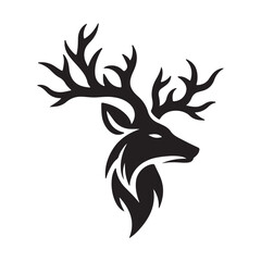 Deer head silhouette vector art illustration