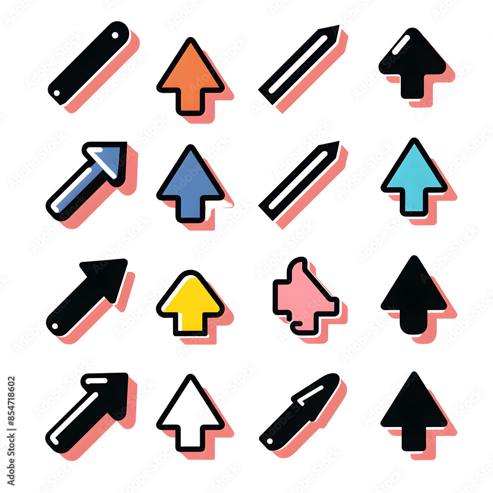 Poster set of cursor click icon ,symbol for website computer