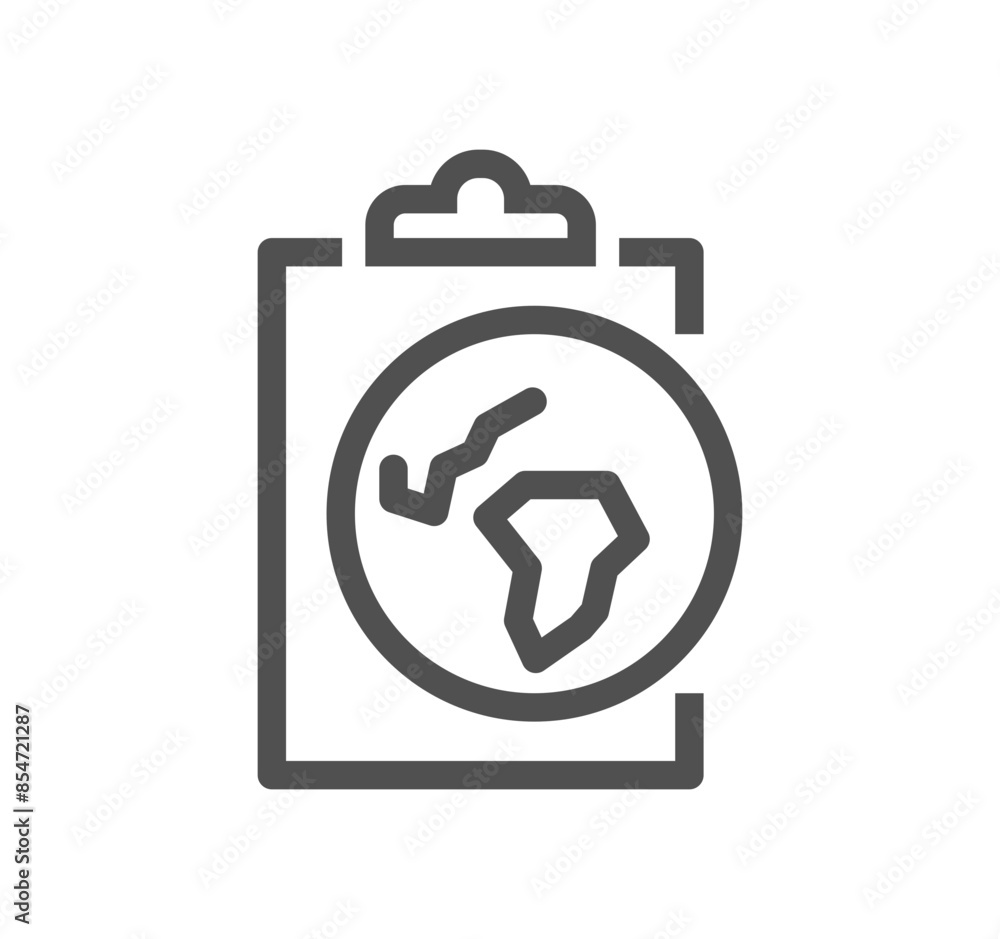Poster clipboard related icon outline and linear vector.
