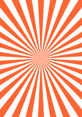 Background with retro rays, sun rays. Orange-white. Vintage background, boom, comic book, circus template. Cartoon pop art template. Vector illustration