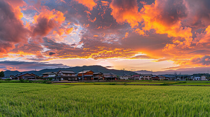 Obraz premium sunset over the field