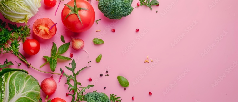 Wall mural world vegan day concept with copy space. healthy food concept