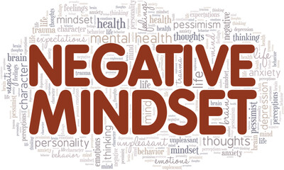 Negative Mindset word cloud conceptual design isolated on white background.