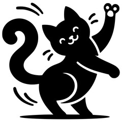 Black Cat Silhouette Reaching Up