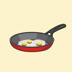 Frying eggs in a steel pan
