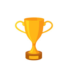 Trophy cup. Champion trophy, shiny golden cup on white background.