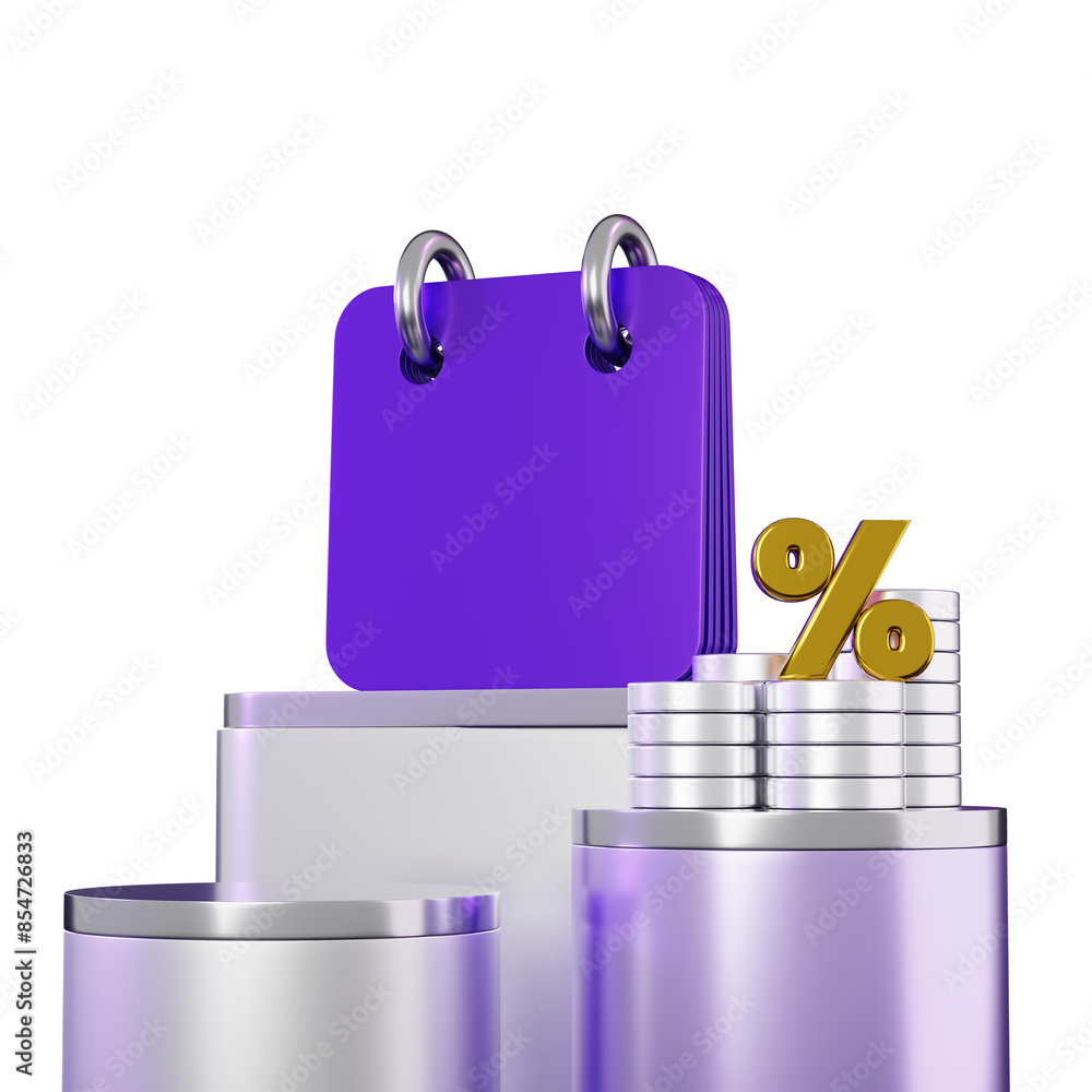 Poster 3d rendering of calendar and financial concept