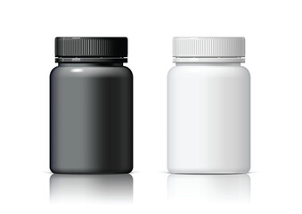 Realistic plastic bottle In black and white. Mock Up Template. Vector illustration