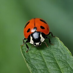 Fototapeta premium Beatiful looking ladybug in its natural habitat exploring the nature