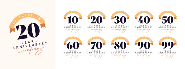 set 10 20 30 to 99 years anniversary illustration template design