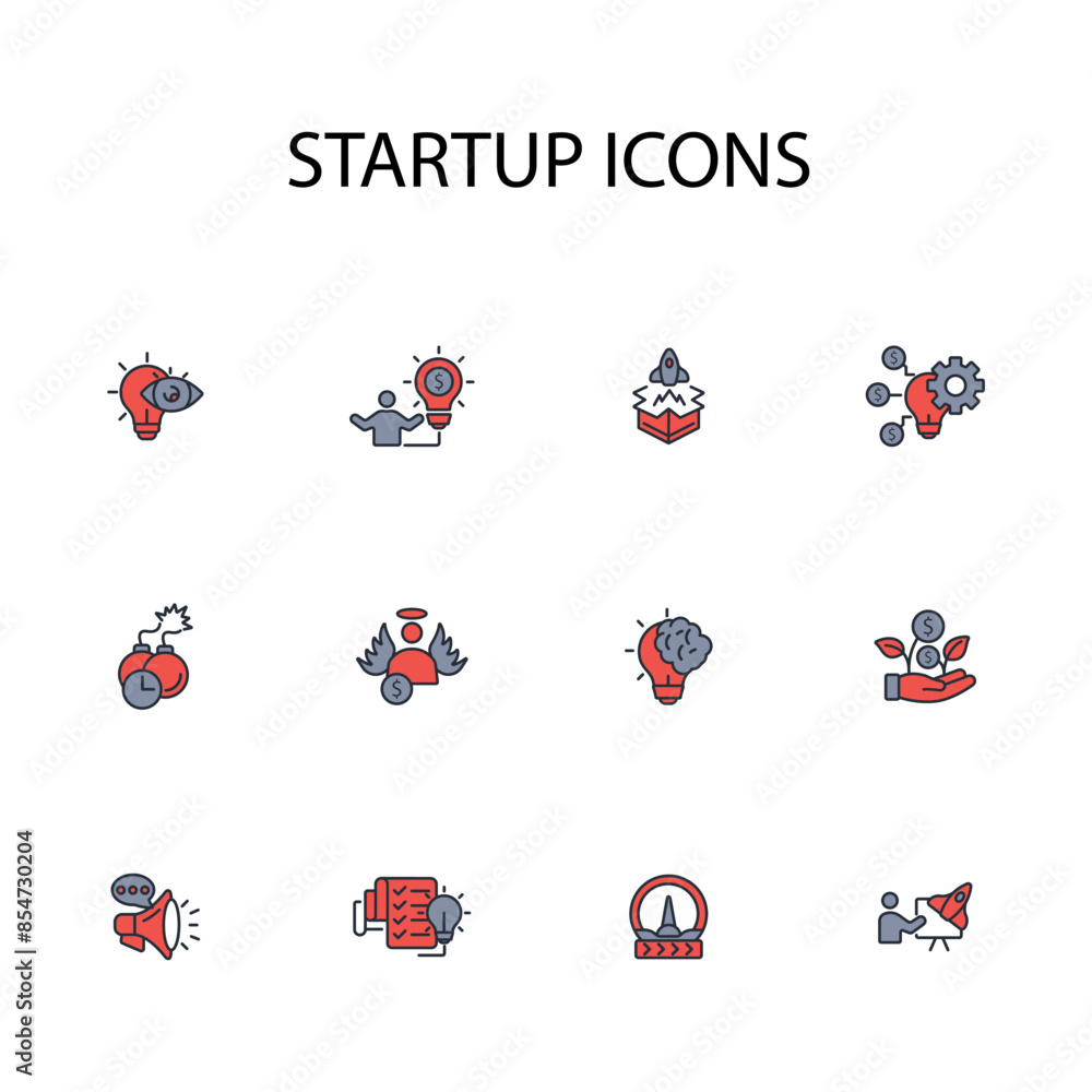 Poster startup icon set.vector.editable stroke.linear style sign for use web design,logo.symbol illustratio