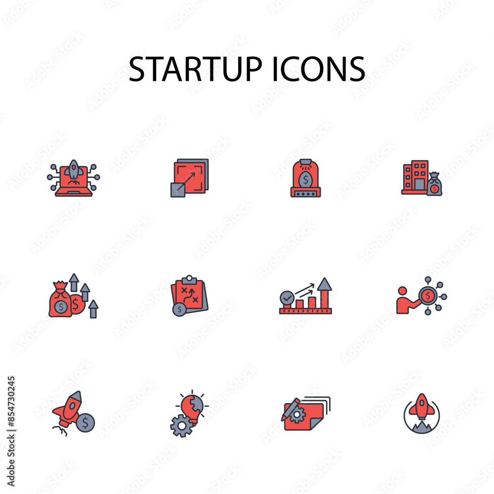 Poster startup icon set.vector.editable stroke.linear style sign for use web design,logo.symbol illustratio