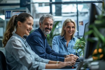 Portrait of happy employees in the office, Team work, Portrait of Happy Employees Showcasing Office Teamwork, Boosting Team Collaboration, Happy Employees in the Office