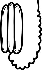 Menstruation period doodle. Feminine hygiene products, menstrual protection elements. Vector outline illustration tampon