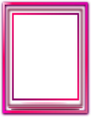 Colored picture frame on transparent background, colorful neon blank border