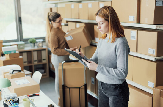 Professional e-commerce employees at work