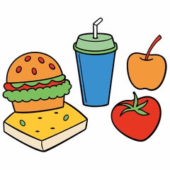 Unique Fast Food and Drink Flat Icons - Professional Vector Illustrations for Creative Projects.