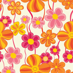 Hand-drawn Floral Pattern Vector | Seamless Flower Ornament Design | Perfect for Wrapping Paper, Wallpaper, Fabric Print