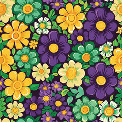 Hand-drawn Floral Pattern Vector | Seamless Flower Ornament Design | Perfect for Wrapping Paper, Wallpaper, Fabric Print